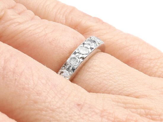 Vintage Diamond Half Eternity Ring on hand