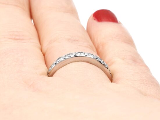 Vintage Diamond Half Eternity Ring on finger