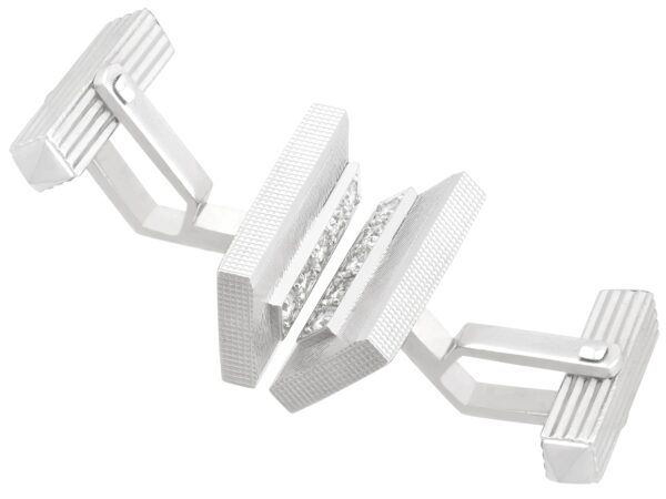 1.00 carat white gold diamond cufflinks