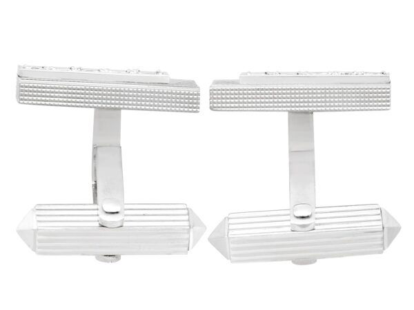 bullet back vintage white gold diamond cufflinks