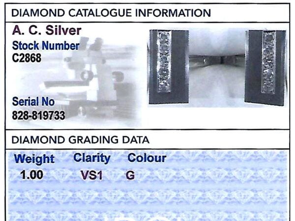 18k white gold diamond cufflinks grading card