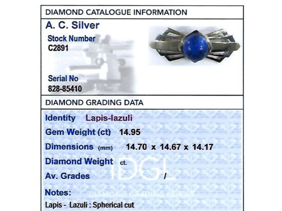 Lapis Lazuli Brooch in Gold grading card