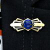 Lapis Lazuli Brooch in Gold wearing