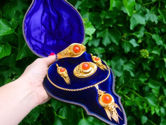 Victorian Coral Diamond Jewellery Set