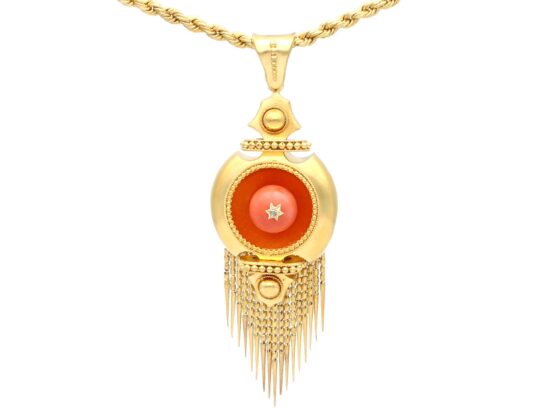 Coral Diamond Necklace Front View