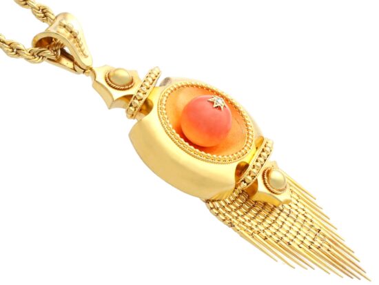 Coral Pendant Necklace Close View