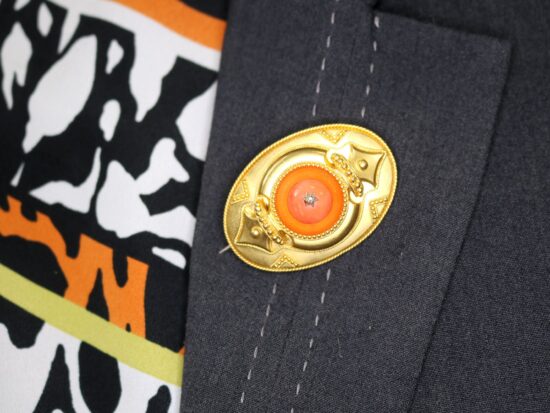 Victorian Coral Brooch On Blazer