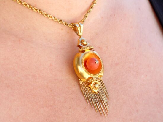Victorian Coral Pendant Close Up