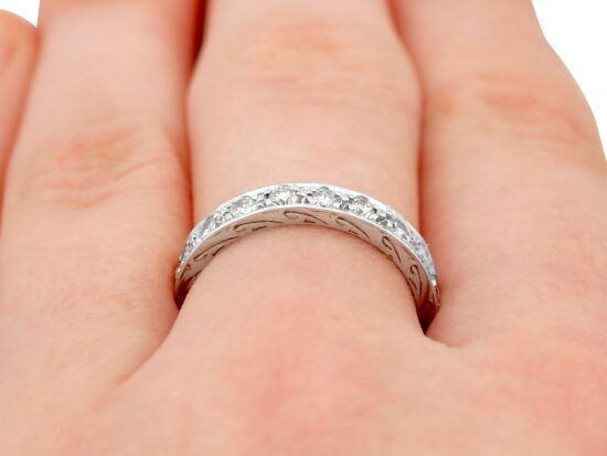 1940s Diamond Full Eternity Ring on finger