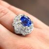 wearing antique diamond sapphire cocktail ring
