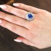 antique diamond sapphire cocktail ring on hand