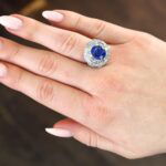 antique diamond sapphire cocktail ring on hand