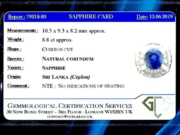 white gold sapphire cocktail ring certificate