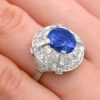 art deco sapphire cocktail ring on hand