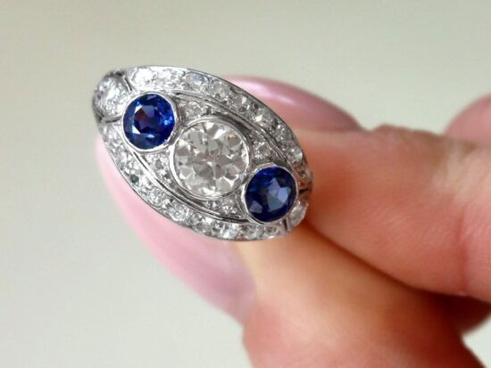 Art Deco sapphire and diamond cocktail ring