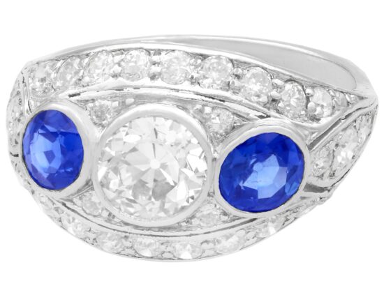 1930's sapphire and diamond cocktail ring in platinum