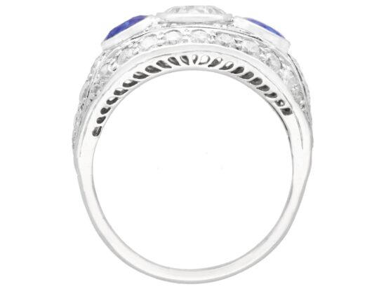 platinum 1930's sapphire and diamond cocktail ring