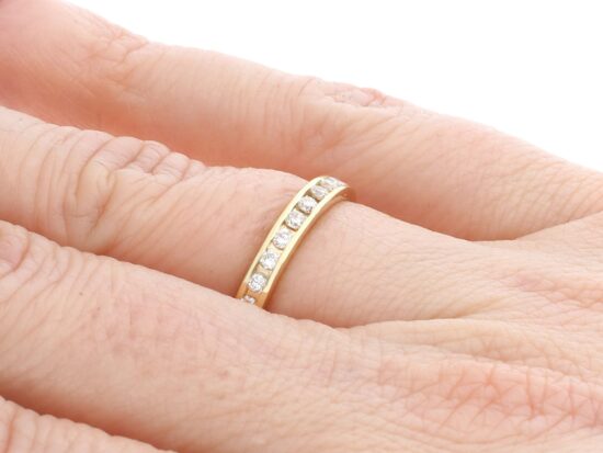 Vintage Gold Eternity Diamond Ring on hand
