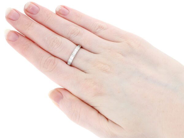 wearing princess and baguette cut eternity ring