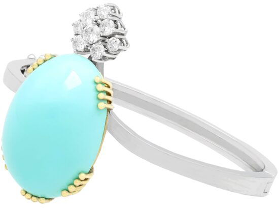 Turquoise Diamond Bangle Angled View