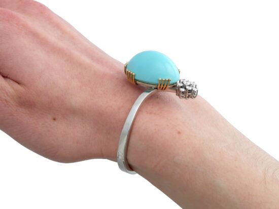 Diamond Turquoise Bracelet Wearing Shot
