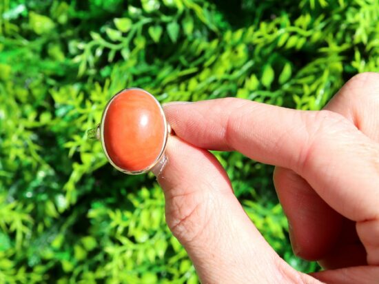 vintage red coral yellow gold ring outside