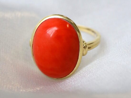 vintage red coral yellow gold ring