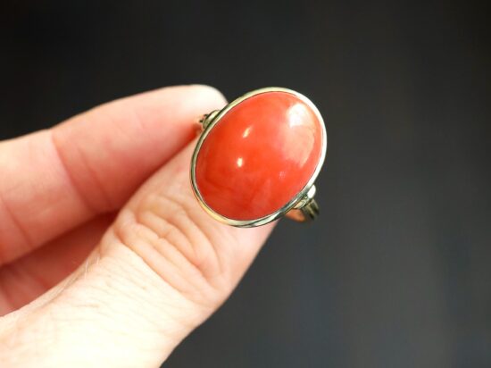 vintage red coral yellow gold ring