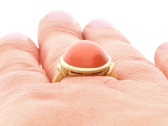 Red Coral Ring On Hand