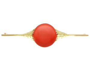 German Coral Bar Brooch Detail