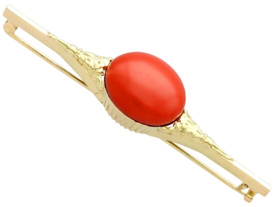 Antique Coral Brooch Closeup