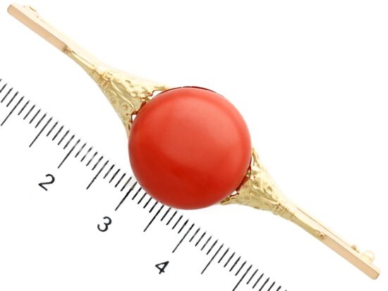 Yellow Gold Coral Brooch Size Reference