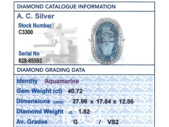 Vintage Aquamarine Ring grading card