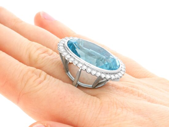 Vintage Aquamarine Ring on hand