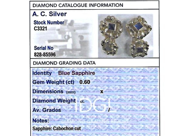 Van Cleef Arpels Cufflinks grading card