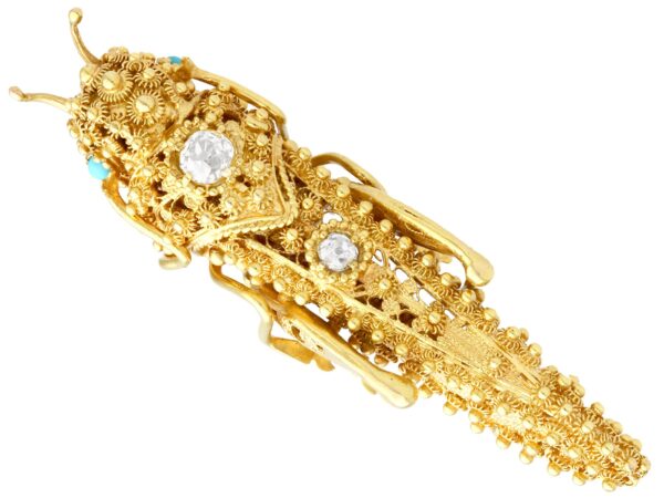 antique gold grasshopper brooch with diamonds