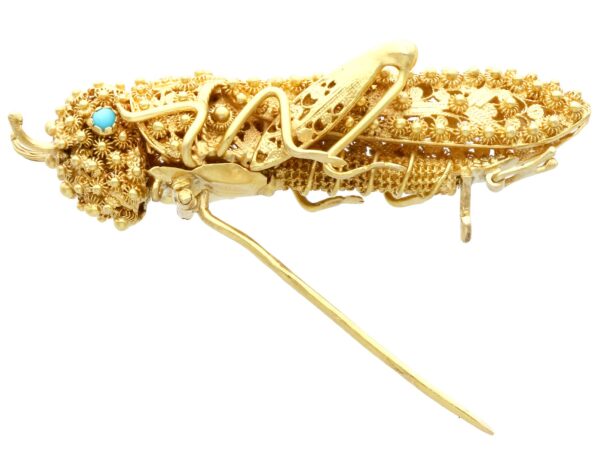 French antique gold grasshopper brooch