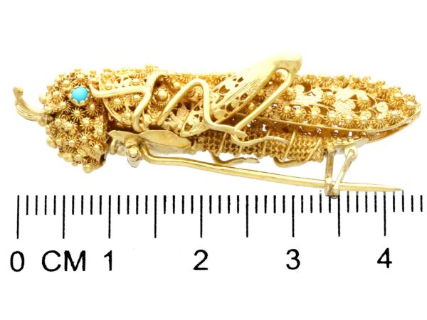antique gold grasshopper brooch size