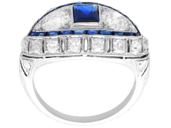 side view Art Deco sapphire and diamond cocktail ring