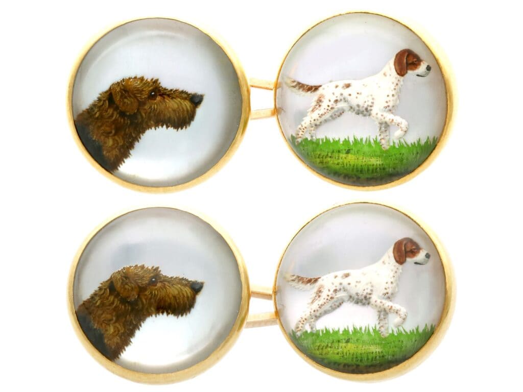 antique gold dog cufflinks