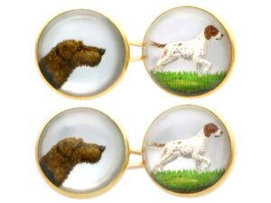 antique gold dog cufflinks