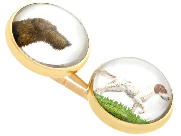 Victorian gold dog cufflink