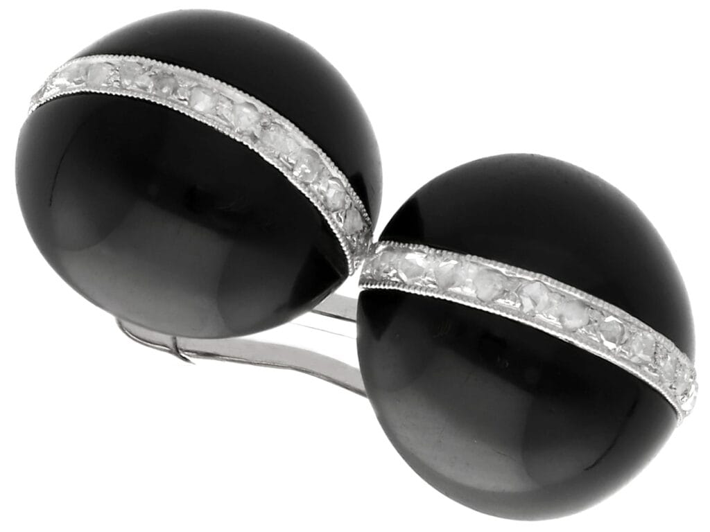 white gold onyx diamond cufflink