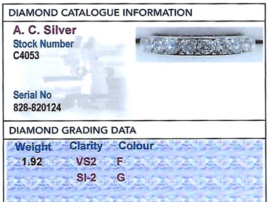 1930s 1.92ct Diamond Eternity Ring grading card