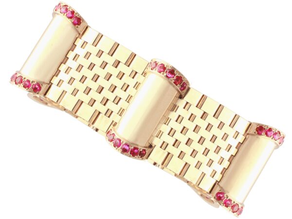 Vintage Ruby 9ct Yellow Gold Bracelet