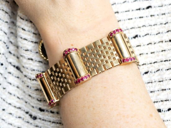 ruby and gold bracelet wearing