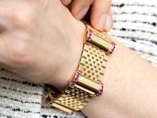 ruby and gold bracelet wearing