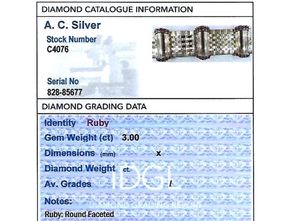 Ruby Bracelet Grading Certificate Included