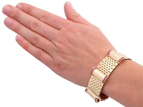 Ruby Yellow Gold Bracelet On Wrist