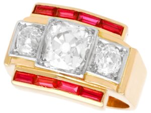 Gold Art Deco Ruby and Diamond Ring